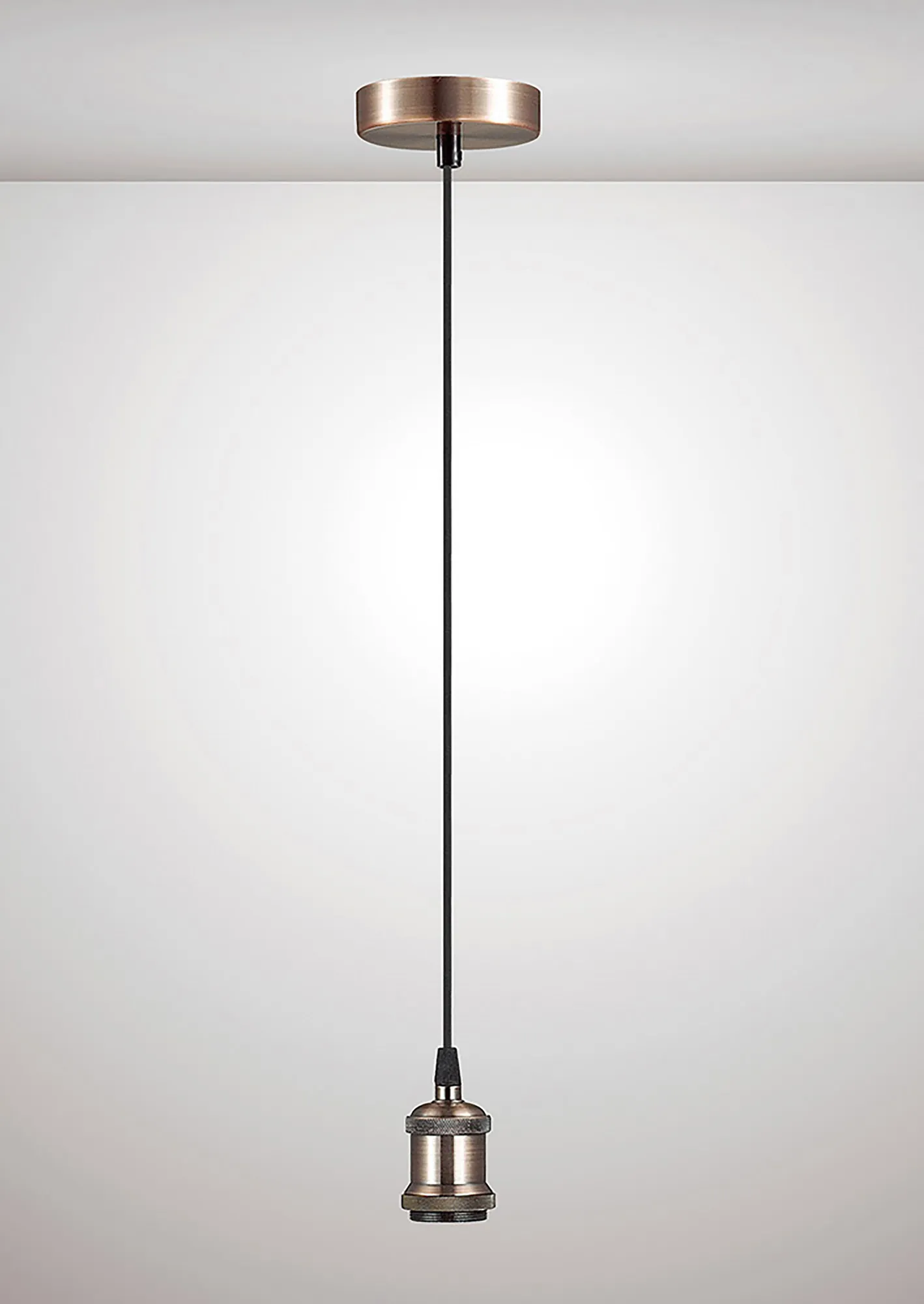 Dreifa 1.5m Single Pendant, 1 x E27, Antique Copper/Black Braided Cable (Maximum Load 1.5kg) D0172  Deco Dreifa Pendant